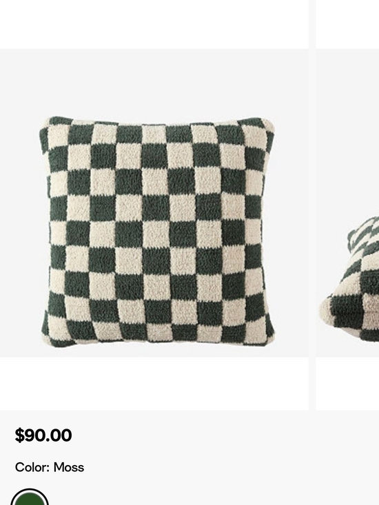 Sunday Citizen Other - Checkerboard Throw Pillow in Moss and Cream - Home Holiday
